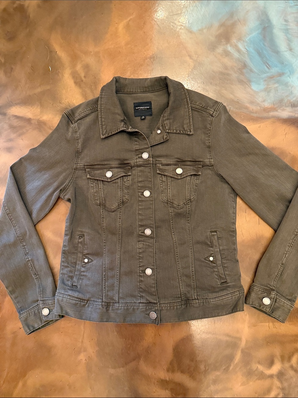 Liverpool Dark Olive Green Denim Jacket - Women's Medium